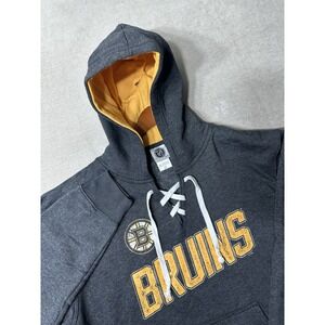 NWOT Boston Bruins Laces Hoodie Sweatshirt Men's Size Large Grey NHL Hocky